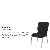 HERCULES Series 18.5''W Stacking Church Chair in Black Fabric - Silver Vein Frame, XU-CH-60096-BK-SV-GG