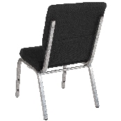 HERCULES Series 18.5''W Stacking Church Chair in Black Fabric - Silver Vein Frame, XU-CH-60096-BK-SV-GG