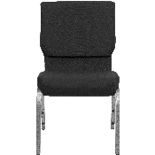 HERCULES Series 18.5''W Stacking Church Chair in Black Fabric - Silver Vein Frame, XU-CH-60096-BK-SV-GG