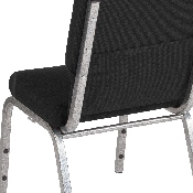HERCULES Series 18.5''W Stacking Church Chair in Black Fabric - Silver Vein Frame, XU-CH-60096-BK-SV-GG