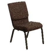 HERCULES Series 18.5''W Stacking Church Chair in Brown Fabric - Gold Vein Frame, XU-CH-60096-BN-GG
