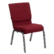 HERCULES Series 18.5''W Stacking Church Chair in Burgundy Fabric - Silver Vein Frame, XU-CH-60096-BY-SILV-GG