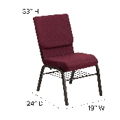 HERCULES Series 18.5''W Church Chair in Burgundy Patterned Fabric with Book Rack - Gold Vein Frame, XU-CH-60096-BYXY56-BAS-GG