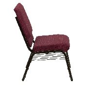 HERCULES Series 18.5''W Church Chair in Burgundy Patterned Fabric with Book Rack - Gold Vein Frame, XU-CH-60096-BYXY56-BAS-GG
