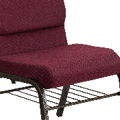 HERCULES Series 18.5''W Church Chair in Burgundy Patterned Fabric with Book Rack - Gold Vein Frame, XU-CH-60096-BYXY56-BAS-GG