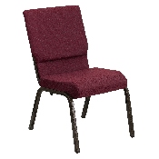 HERCULES Series 18.5''W Stacking Church Chair in Burgundy Patterned Fabric - Gold Vein Frame, XU-CH-60096-BYXY56-GG