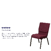 HERCULES Series 18.5''W Stacking Church Chair in Burgundy Patterned Fabric - Gold Vein Frame, XU-CH-60096-BYXY56-GG