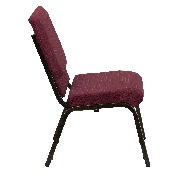 HERCULES Series 18.5''W Stacking Church Chair in Burgundy Patterned Fabric - Gold Vein Frame, XU-CH-60096-BYXY56-GG