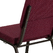 HERCULES Series 18.5''W Stacking Church Chair in Burgundy Patterned Fabric - Gold Vein Frame, XU-CH-60096-BYXY56-GG