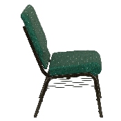 HERCULES Series 18.5''W Church Chair in Green Patterned Fabric with Book Rack - Gold Vein Frame, XU-CH-60096-GN-BAS-GG