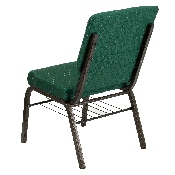 HERCULES Series 18.5''W Church Chair in Green Patterned Fabric with Book Rack - Gold Vein Frame, XU-CH-60096-GN-BAS-GG