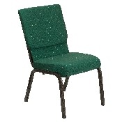 HERCULES Series 18.5''W Stacking Church Chair in Green Patterned Fabric - Gold Vein Frame, XU-CH-60096-GN-GG