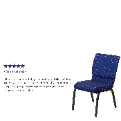 HERCULES Series 18.5''W Stacking Church Chair in Navy Blue Patterned Fabric - Gold Vein Frame, XU-CH-60096-NVY-DOT-GG