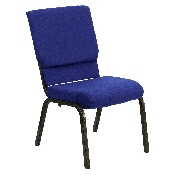 HERCULES Series 18.5''W Stacking Church Chair in Navy Blue Fabric - Gold Vein Frame, XU-CH-60096-NVY-GG