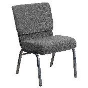 HERCULES Series 21''W Stacking Church Chair in Gray Fabric - Silver Vein Frame, XU-CH0221-GY-SV-GG