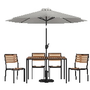 7 Piece All-Weather Deck or Patio Set with 4 Stacking Faux Teak Chairs, 30