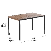 7 Piece All-Weather Deck or Patio Set with 4 Stacking Faux Teak Chairs, 30" x 48" Faux Teak Table, Gray Umbrella & Base, XU-DG-304860364-UB19BGY-GG
