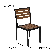 7 Piece All-Weather Deck or Patio Set with 4 Stacking Faux Teak Chairs, 30" x 48" Faux Teak Table, Gray Umbrella & Base, XU-DG-304860364-UB19BGY-GG
