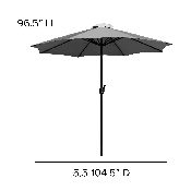 7 Piece All-Weather Deck or Patio Set with 4 Stacking Faux Teak Chairs, 30" x 48" Faux Teak Table, Gray Umbrella & Base, XU-DG-304860364-UB19BGY-GG