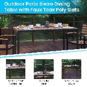 7 Piece All-Weather Deck or Patio Set with 4 Stacking Faux Teak Chairs, 30" x 48" Faux Teak Table, Gray Umbrella & Base, XU-DG-304860364-UB19BGY-GG