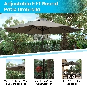 7 Piece All-Weather Deck or Patio Set with 4 Stacking Faux Teak Chairs, 30" x 48" Faux Teak Table, Gray Umbrella & Base, XU-DG-304860364-UB19BGY-GG