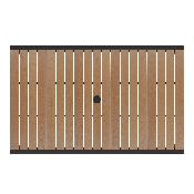 7 Piece All-Weather Deck or Patio Set with 4 Stacking Faux Teak Chairs, 30" x 48" Faux Teak Table, Gray Umbrella & Base, XU-DG-304860364-UB19BGY-GG
