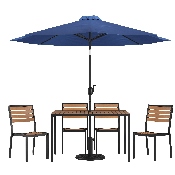 7 Piece All-Weather Deck or Patio Set with 4 Stacking Faux Teak Chairs, 30
