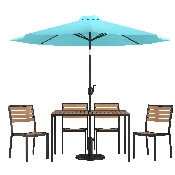 7 Piece All-Weather Deck or Patio Set with 4 Stacking Faux Teak Chairs, 30