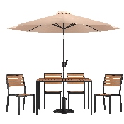 7 Piece All-Weather Deck or Patio Set with 4 Stacking Faux Teak Chairs, 30