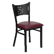 HERCULES Series Black Coffee Back Metal Restaurant Chair - Burgundy Vinyl Seat, XU-DG-60099-COF-BURV-GG