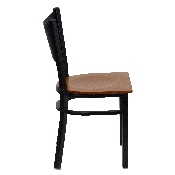 HERCULES Series Black Coffee Back Metal Restaurant Chair - Cherry Wood Seat, XU-DG-60099-COF-CHYW-GG