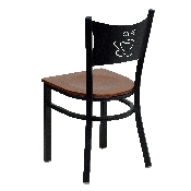 HERCULES Series Black Coffee Back Metal Restaurant Chair - Cherry Wood Seat, XU-DG-60099-COF-CHYW-GG