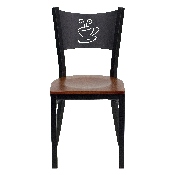 HERCULES Series Black Coffee Back Metal Restaurant Chair - Cherry Wood Seat, XU-DG-60099-COF-CHYW-GG