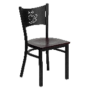 HERCULES Series Black Coffee Back Metal Restaurant Chair - Mahogany Wood Seat, XU-DG-60099-COF-MAHW-GG