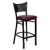 HERCULES Series Black Coffee Back Metal Restaurant Barstool - Burgundy Vinyl Seat, XU-DG-60114-COF-BAR-BURV-GG