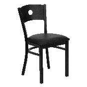 HERCULES Series Black Circle Back Metal Restaurant Chair - Black Vinyl Seat, XU-DG-60119-CIR-BLKV-GG