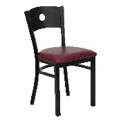 HERCULES Series Black Circle Back Metal Restaurant Chair - Burgundy Vinyl Seat, XU-DG-60119-CIR-BURV-GG