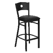 HERCULES Series Black Circle Back Metal Restaurant Barstool - Black Vinyl Seat, XU-DG-60120-CIR-BAR-BLKV-GG