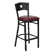 HERCULES Series Black Circle Back Metal Restaurant Barstool - Burgundy Vinyl Seat, XU-DG-60120-CIR-BAR-BURV-GG