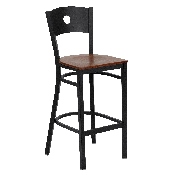 HERCULES Series Black Circle Back Metal Restaurant Barstool - Cherry Wood Seat, XU-DG-60120-CIR-BAR-CHYW-GG