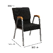 HERCULES Series 21"W Stacking Wood Accent Arm Church Chair in Black Fabric - Silver Vein Frame, XU-DG-60156-BK-GG