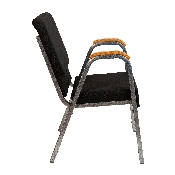HERCULES Series 21"W Stacking Wood Accent Arm Church Chair in Black Fabric - Silver Vein Frame, XU-DG-60156-BK-GG