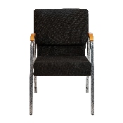 HERCULES Series 21"W Stacking Wood Accent Arm Church Chair in Black Fabric - Silver Vein Frame, XU-DG-60156-BK-GG