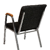 HERCULES Series 21"W Stacking Wood Accent Arm Church Chair in Black Fabric - Silver Vein Frame, XU-DG-60156-BK-GG