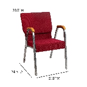 HERCULES Series 21"W Stacking Wood Accent Arm Church Chair in Burgundy Fabric - Silver Vein Frame, XU-DG-60156-BUR-GG