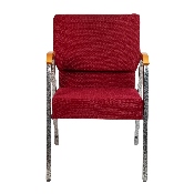 HERCULES Series 21"W Stacking Wood Accent Arm Church Chair in Burgundy Fabric - Silver Vein Frame, XU-DG-60156-BUR-GG