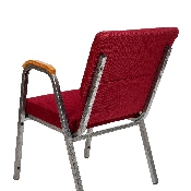 HERCULES Series 21"W Stacking Wood Accent Arm Church Chair in Burgundy Fabric - Silver Vein Frame, XU-DG-60156-BUR-GG