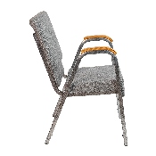 HERCULES Series 21"W Stacking Wood Accent Arm Church Chair in Gray Fabric - Silver Vein Frame, XU-DG-60156-GY-GG