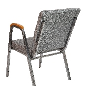 HERCULES Series 21"W Stacking Wood Accent Arm Church Chair in Gray Fabric - Silver Vein Frame, XU-DG-60156-GY-GG