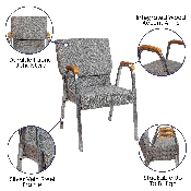 HERCULES Series 21"W Stacking Wood Accent Arm Church Chair in Gray Fabric - Silver Vein Frame, XU-DG-60156-GY-GG